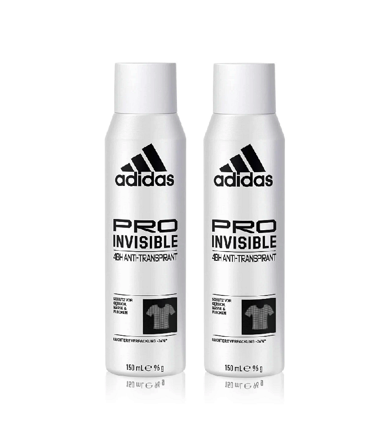 2xPack Adidas Pro Invisible Deodorant Spray - 300 ml
