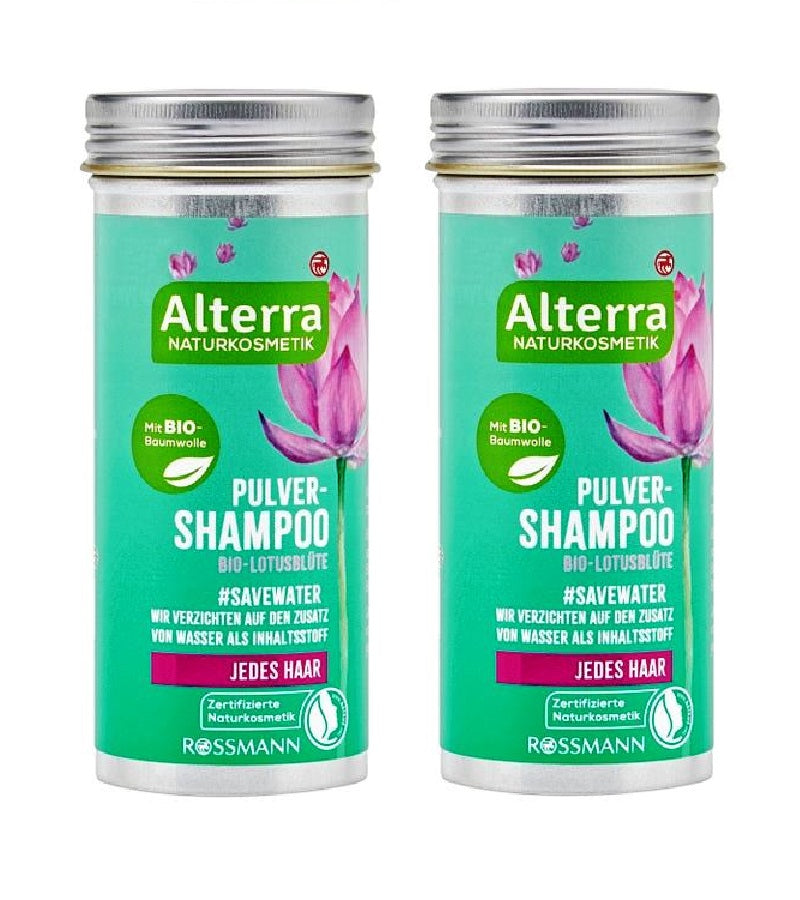 2xPack Alterra Organic Cotton and Lotus Blossom Powder Shampoo - 120 g