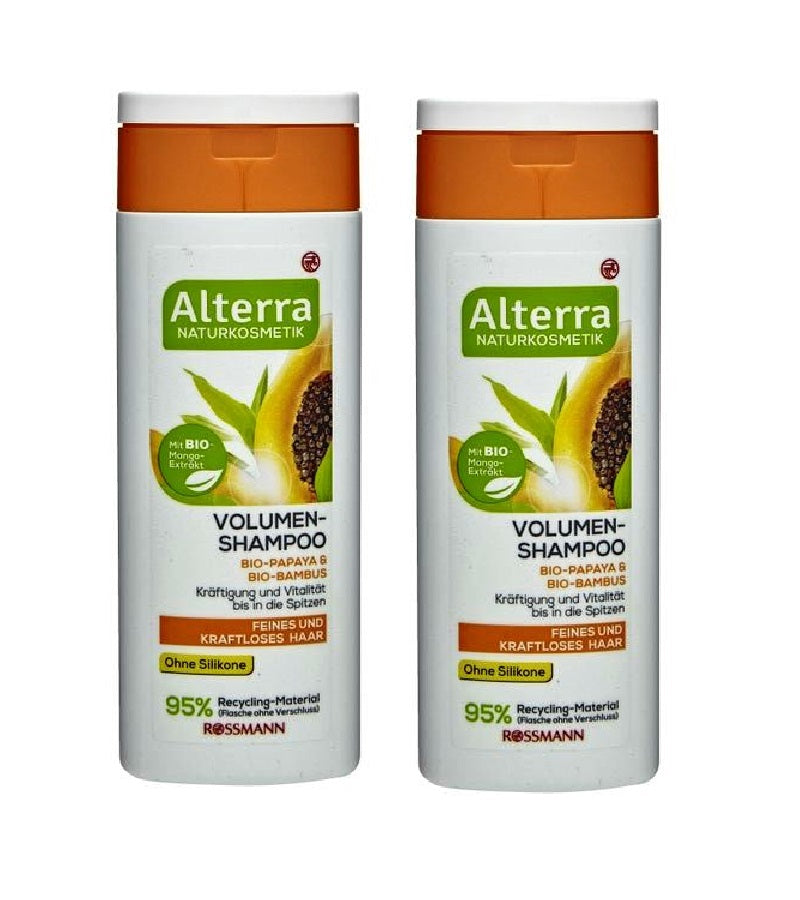 2xPack Alterra Organic Papaya and Bamboo Volume Shampoo - 400 ml