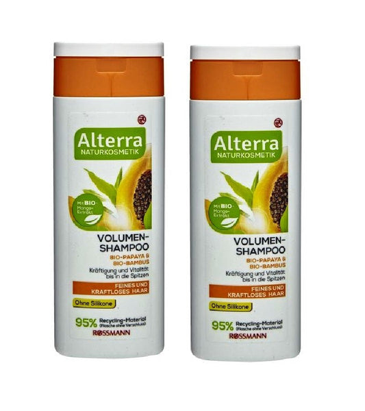 2xPack Alterra Organic Papaya and Bamboo Volume Shampoo - 400 ml
