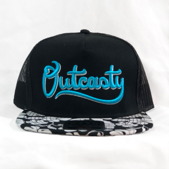 Outcasty Flat Bill Snapback 3D Puff (Blue Embroidery)