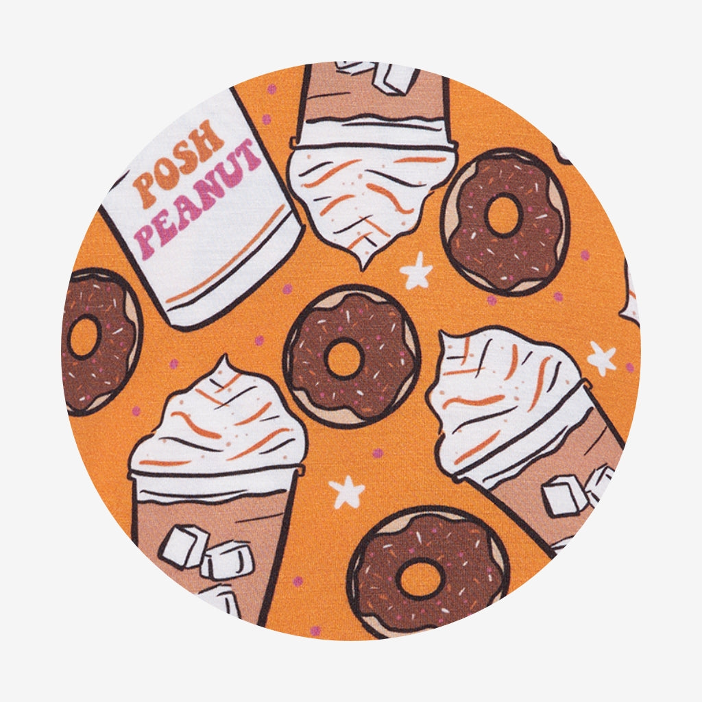 Coffee & Donuts Long Sleeve Ruffled Bodysuit Dress