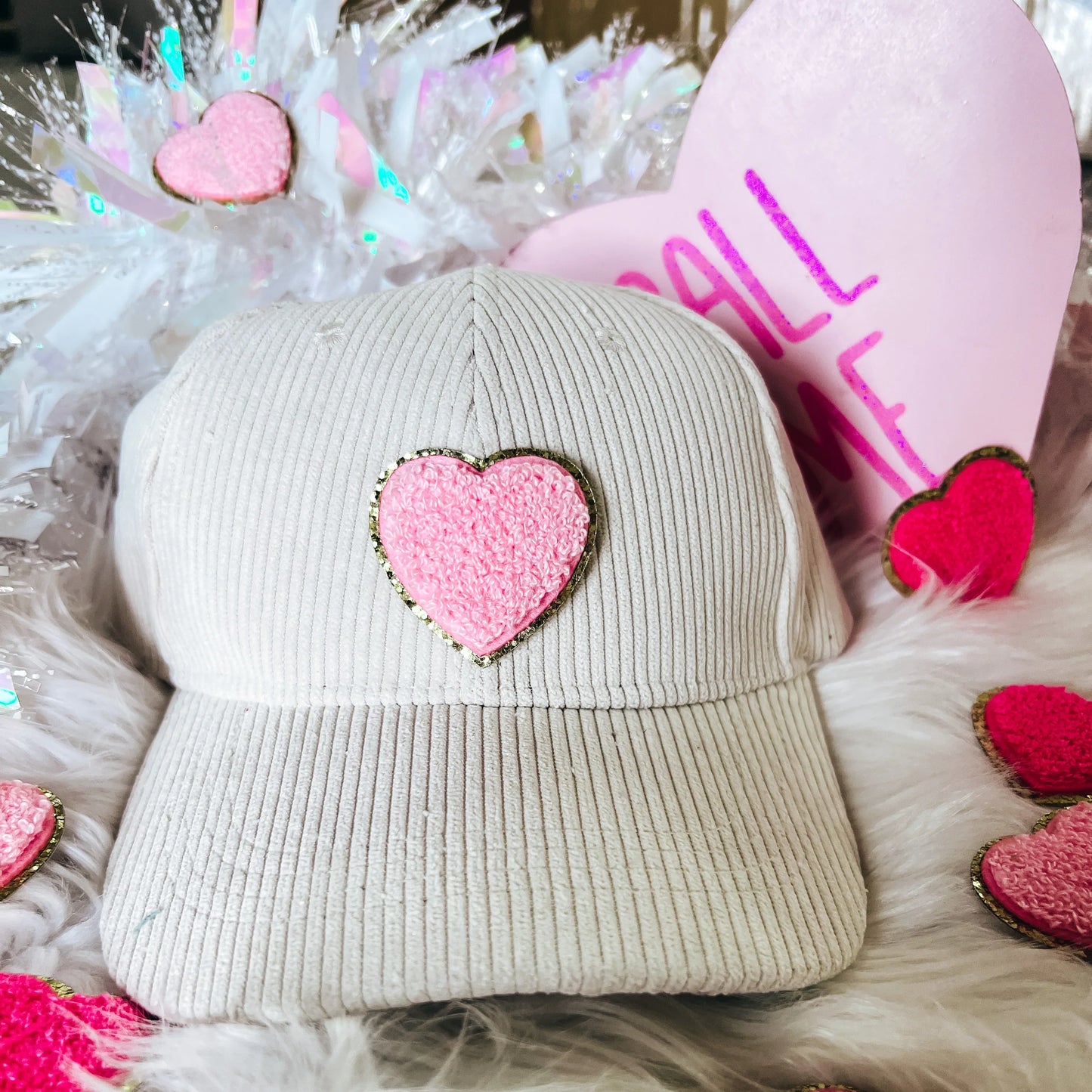 Corded Chenille Heart Caps