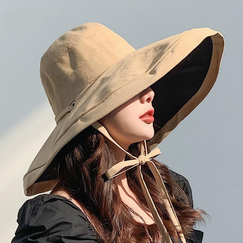 Wide-Brim Bucket Hat Khaki