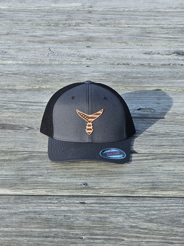 CHASING TAIL FITTED HAT CHARCOAL/BLACK W/AMERICAN LEATHER