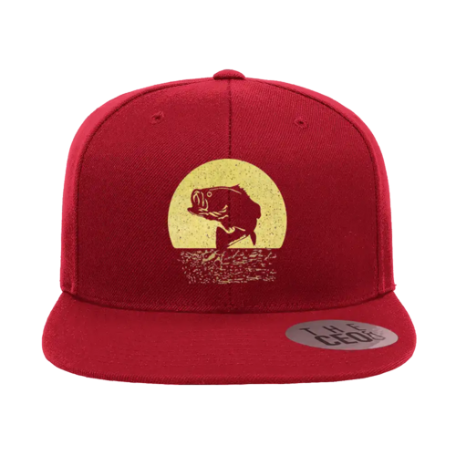 Fishing Embroidered Flat Bill Cap