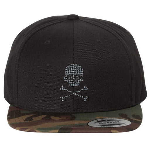 Houndstooth Skull Black Camo Snapback Hat