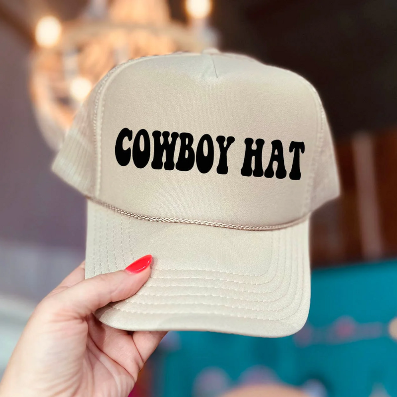 Online Exclusive | Cowboy Hat Foam Trucker Cap in Cream