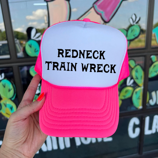 Online Exclusive | Redneck Trainwreck Foam Trucker Cap in Pink and White