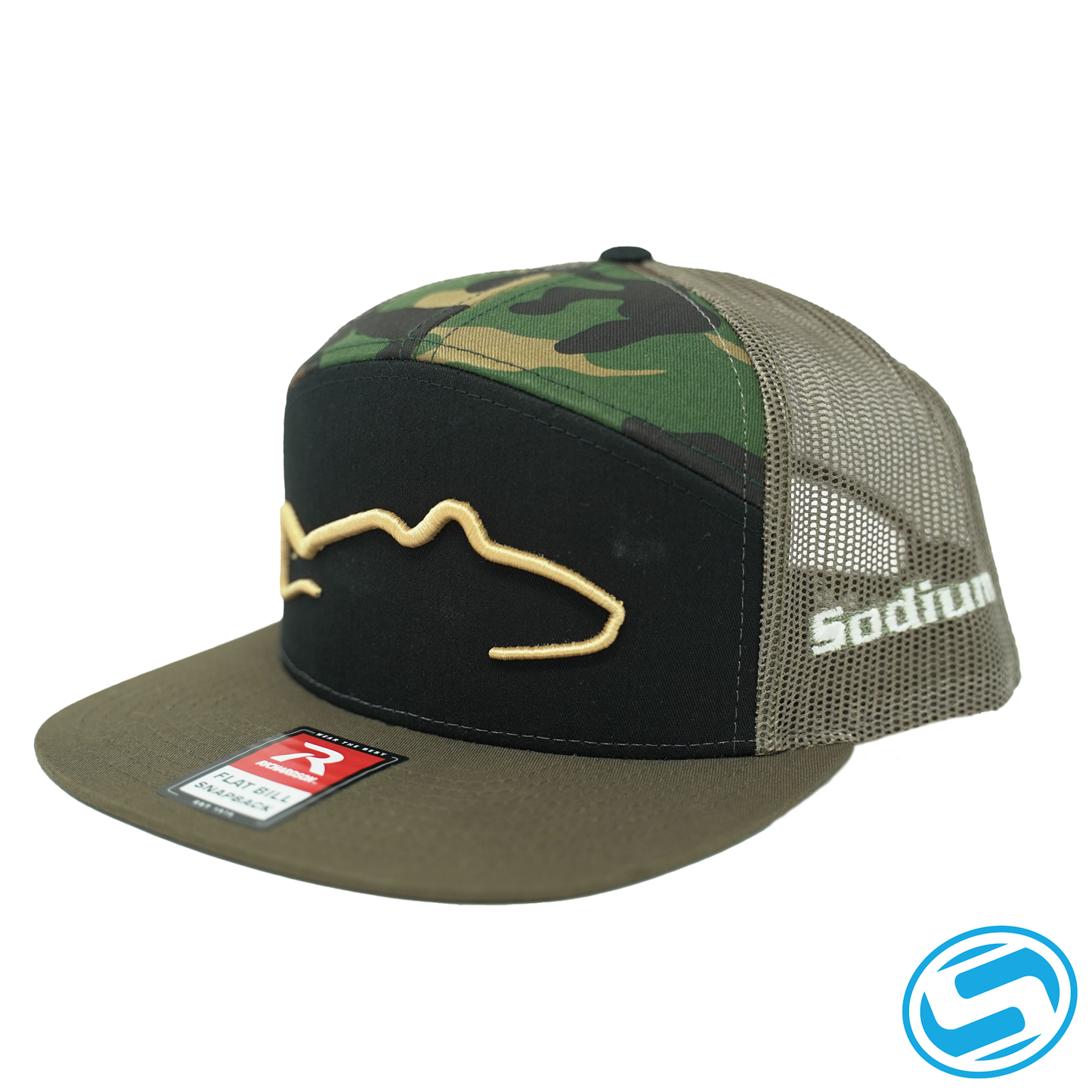 Men's Sodium Popping Redfish Trucker Adjustable Flat Bill Hat