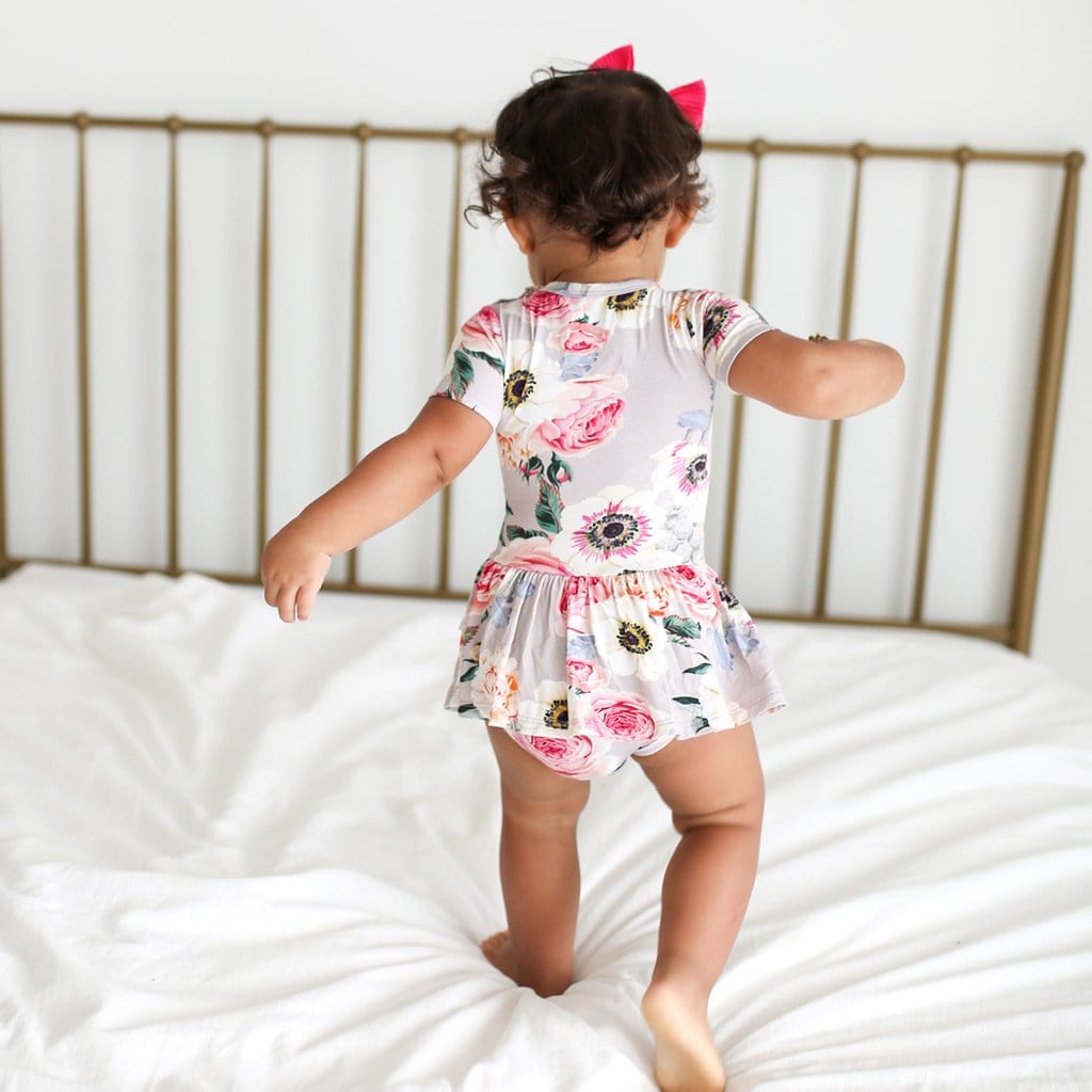 French Gray Twirl Skirt Bodysuit Dress