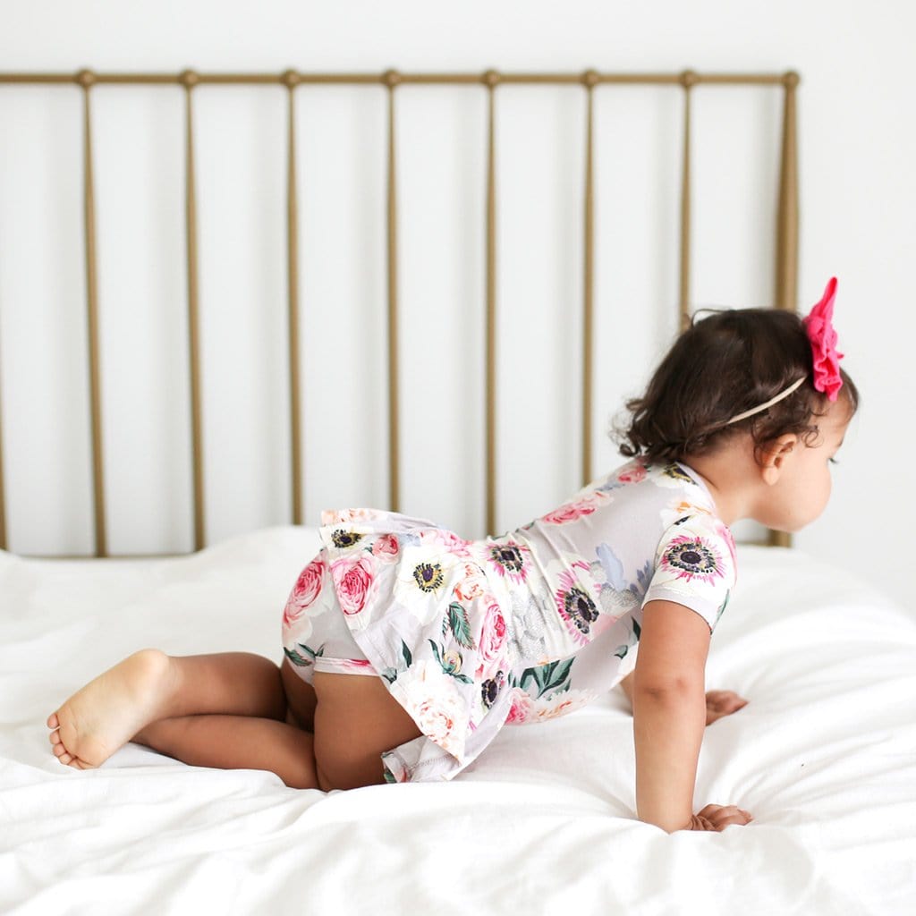 French Gray Twirl Skirt Bodysuit Dress