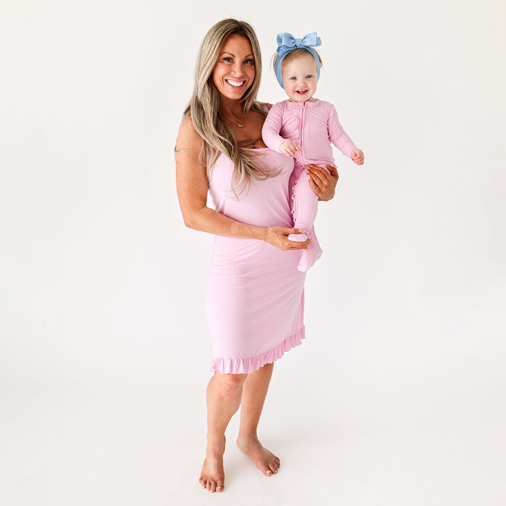 Posh Pink Ribbed Women's Sleeveless Slip Dress