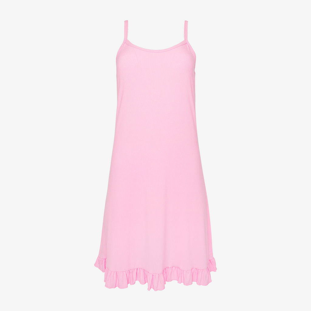 Posh Pink Ribbed Women's Sleeveless Slip Dress