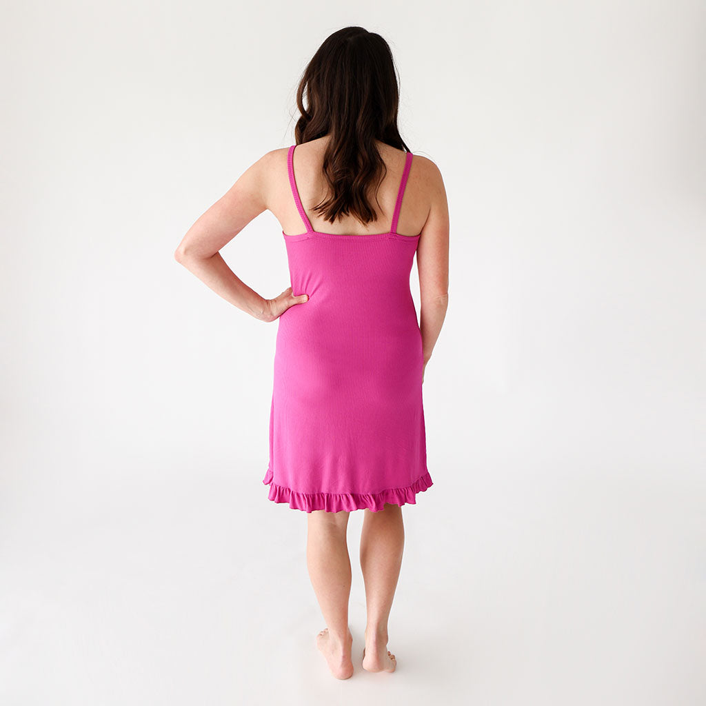 Posh Violet Ribbed Women's Sleeveless Slip Dress