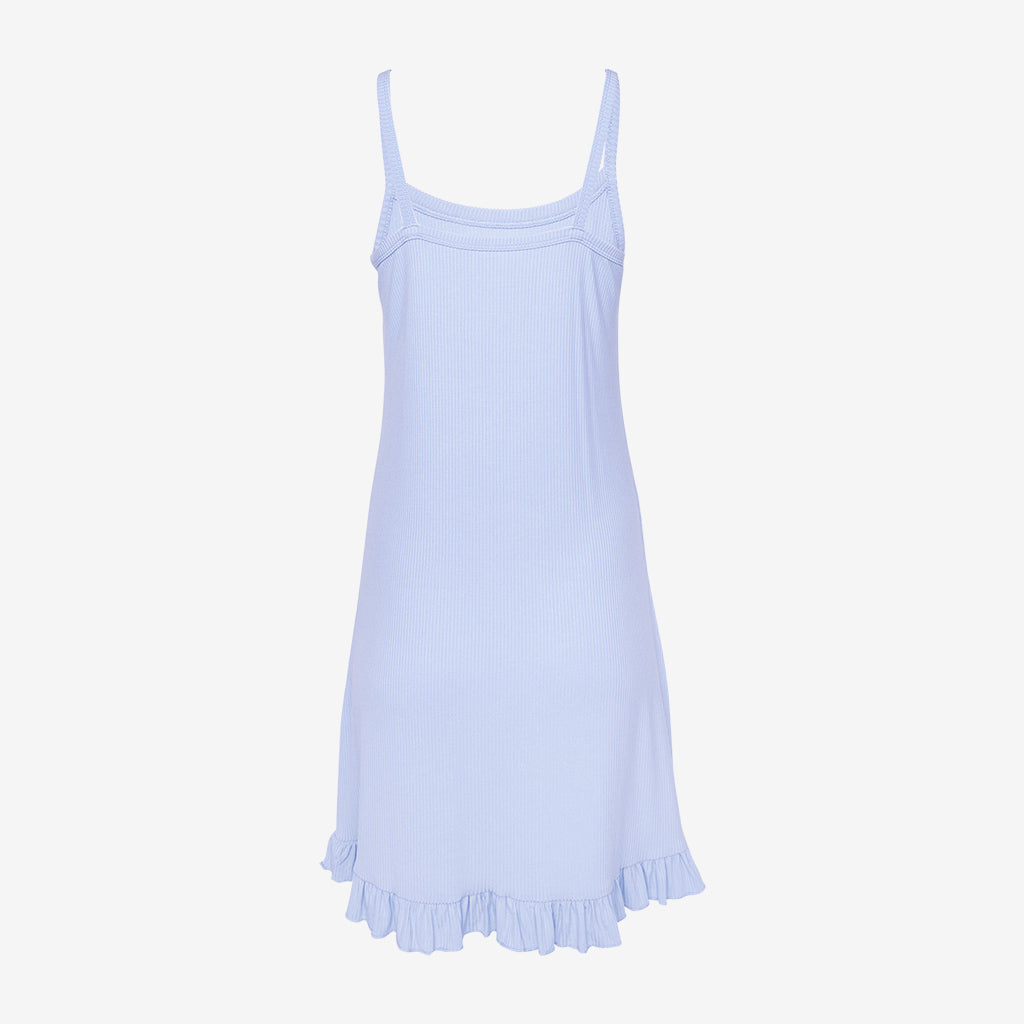 Powder Blue Ribbed Women's Sleeveless Slip Dress