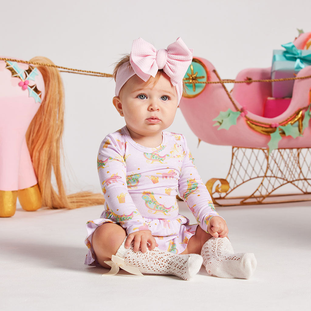 Glitterville™ Parisian Sleigh Long Sleeve Twirl Skirt Bodysuit