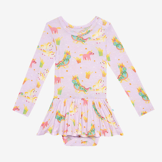 Glitterville™ Parisian Sleigh Long Sleeve Twirl Skirt Bodysuit