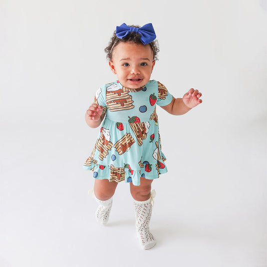 Pancake Party Ruffled Twirl Bodysuit Dress