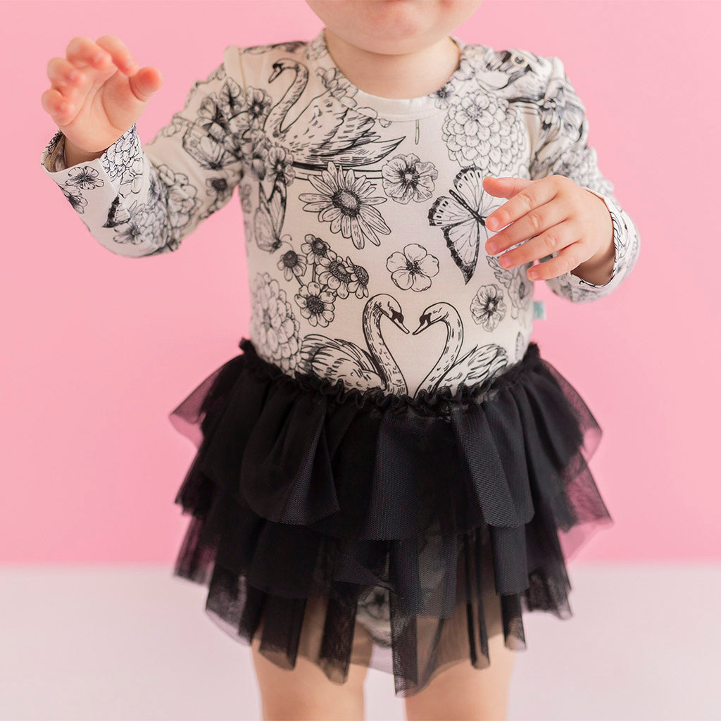 Junie Long Sleeve Tulle Skirt Bodysuit Dress