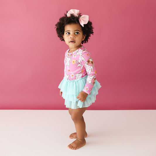 Unicorn Vibes Long Sleeve Tulle Skirt Bodysuit Dress