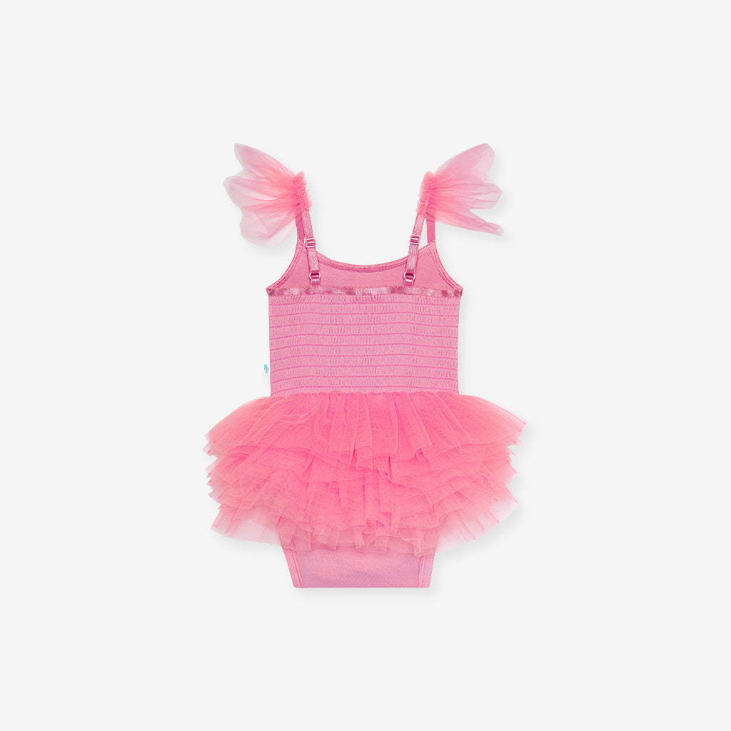 Cruisin' Pink Tulle Smocked Bodysuit Dress