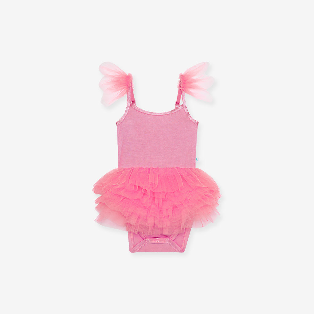 Cruisin' Pink Tulle Smocked Bodysuit Dress