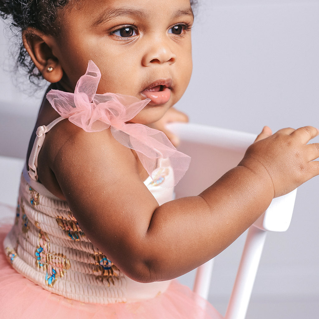 Pandora Tulle Smocked Bodysuit Dress