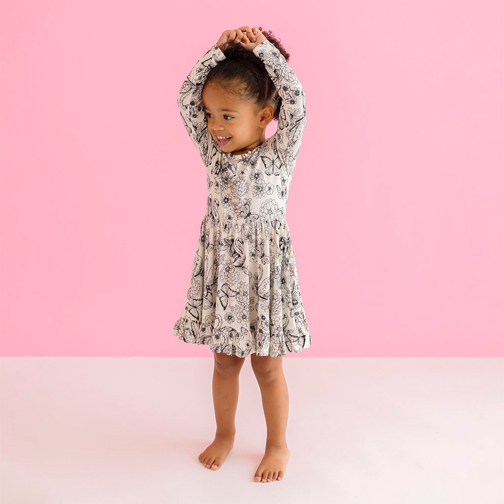 Junie Long Sleeve Ruffled Twirl Dress