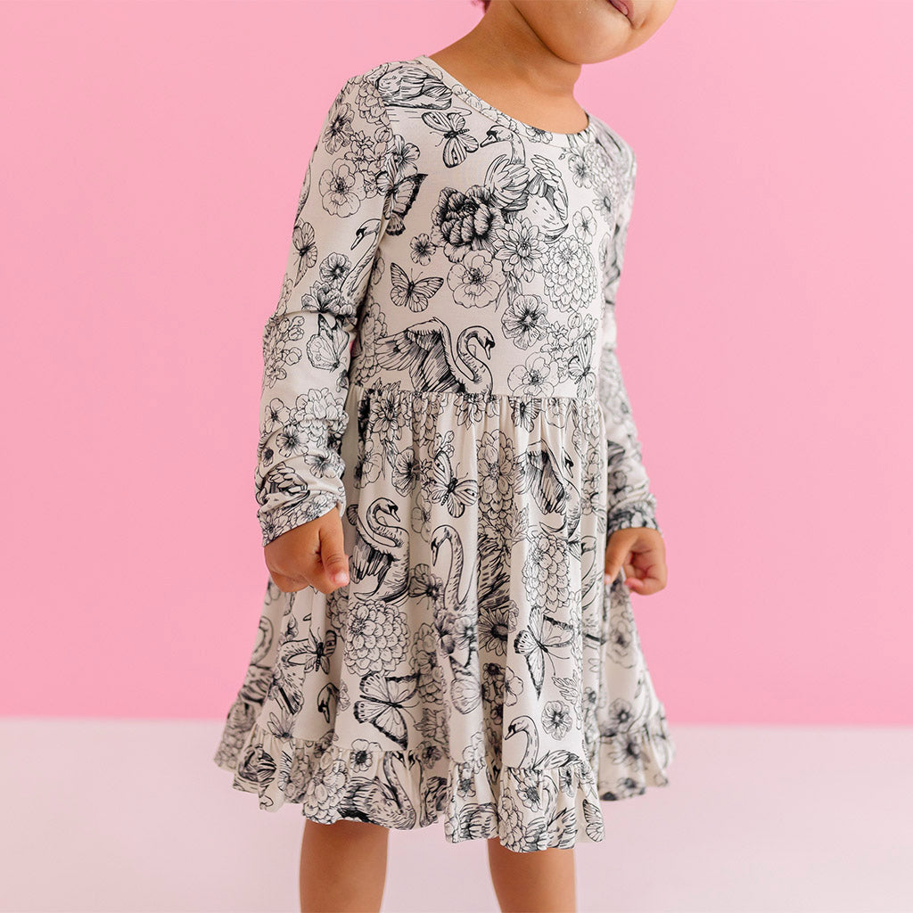 Junie Long Sleeve Ruffled Twirl Dress