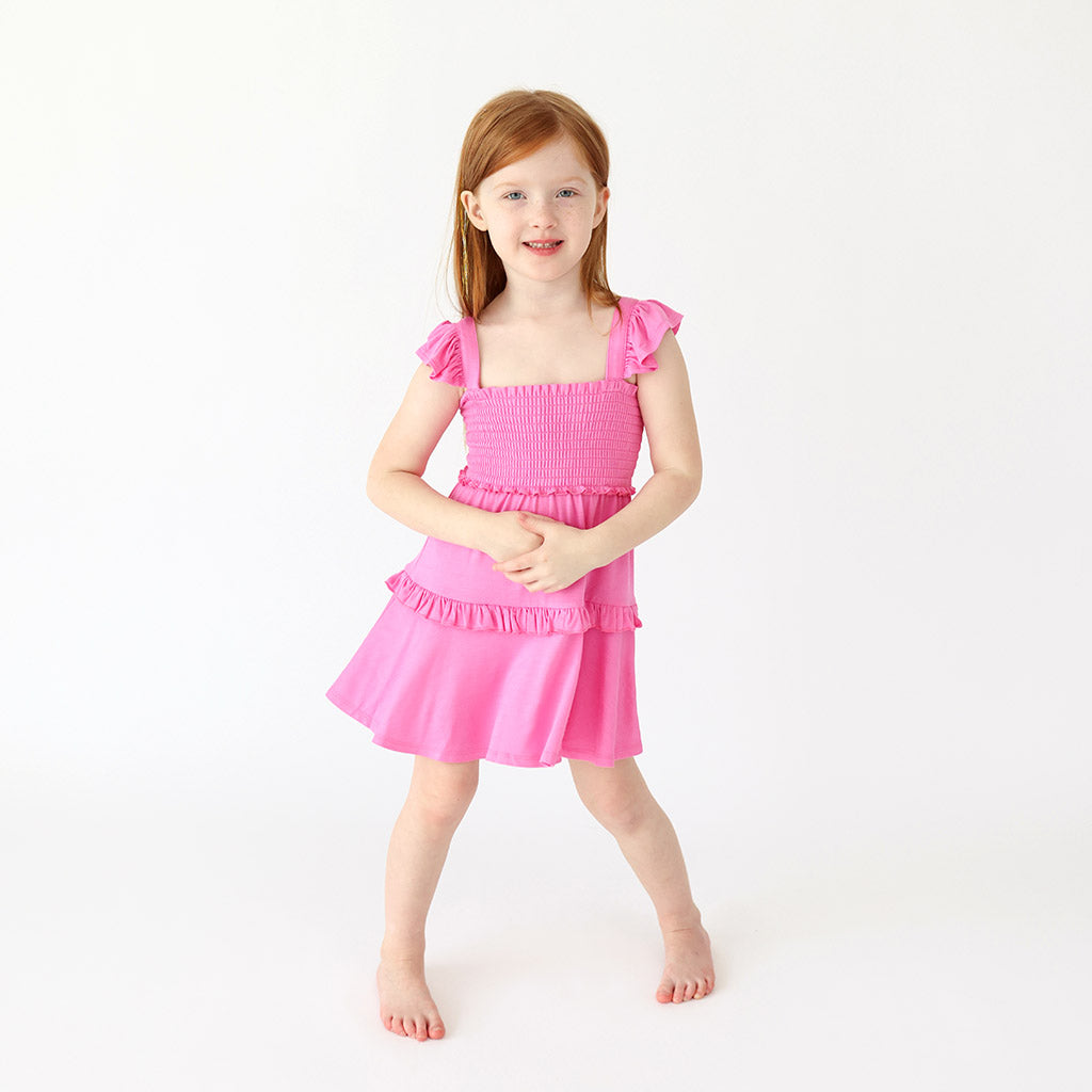 Cruisin' Pink Smocked Babydoll Dress