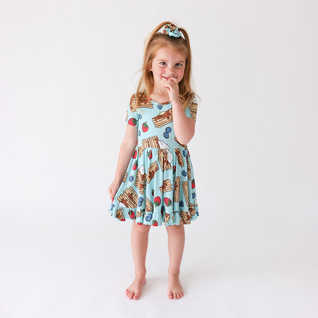 Pancake Party Short Sleeve Ruffled Twirl Dress