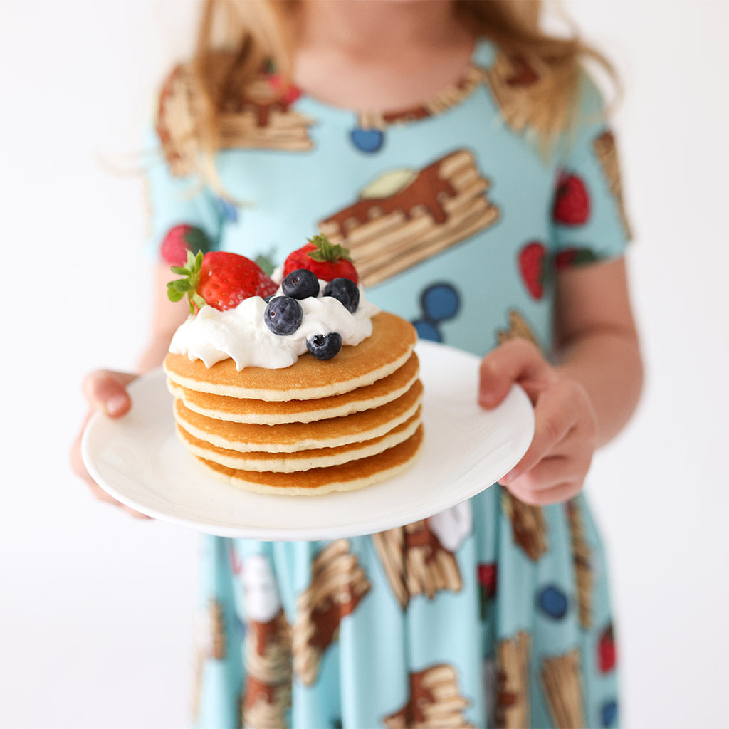 Pancake Party Short Sleeve Ruffled Twirl Dress