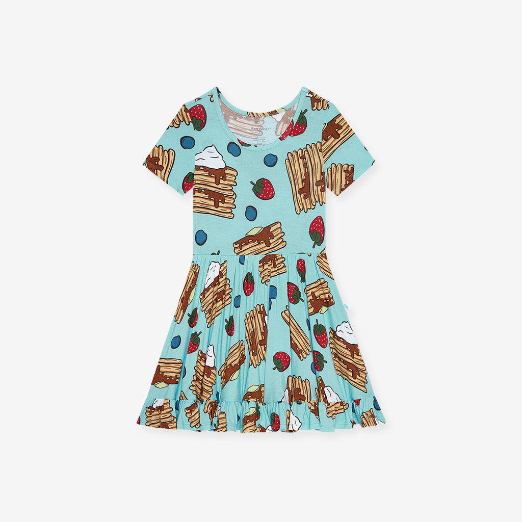 Pancake Party Short Sleeve Ruffled Twirl Dress