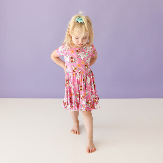 Unicorn Vibes Short Sleeve Ruffled Twirl Dress