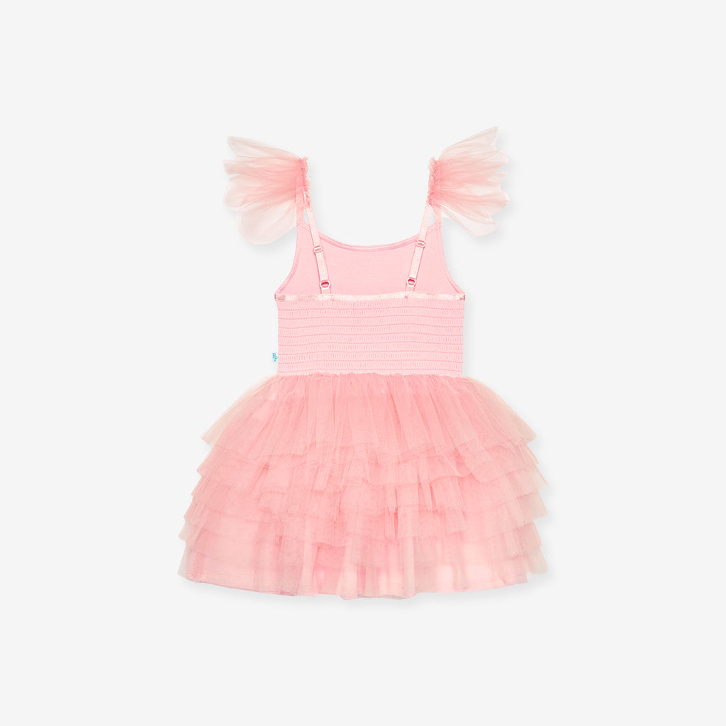 Starry Pink Tulle Smocked Dress