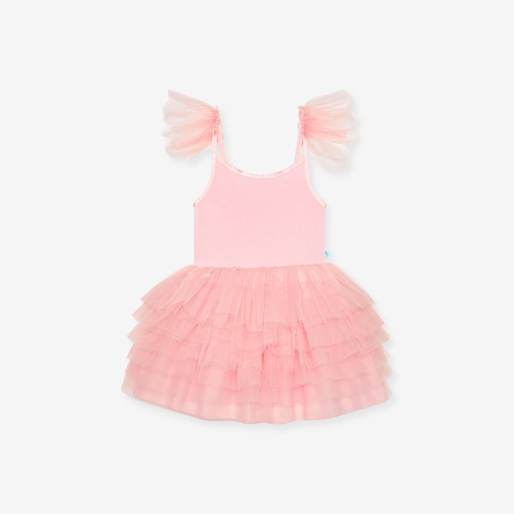 Starry Pink Tulle Smocked Dress