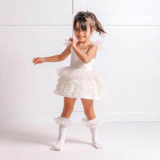 White Tulle Smocked Dress