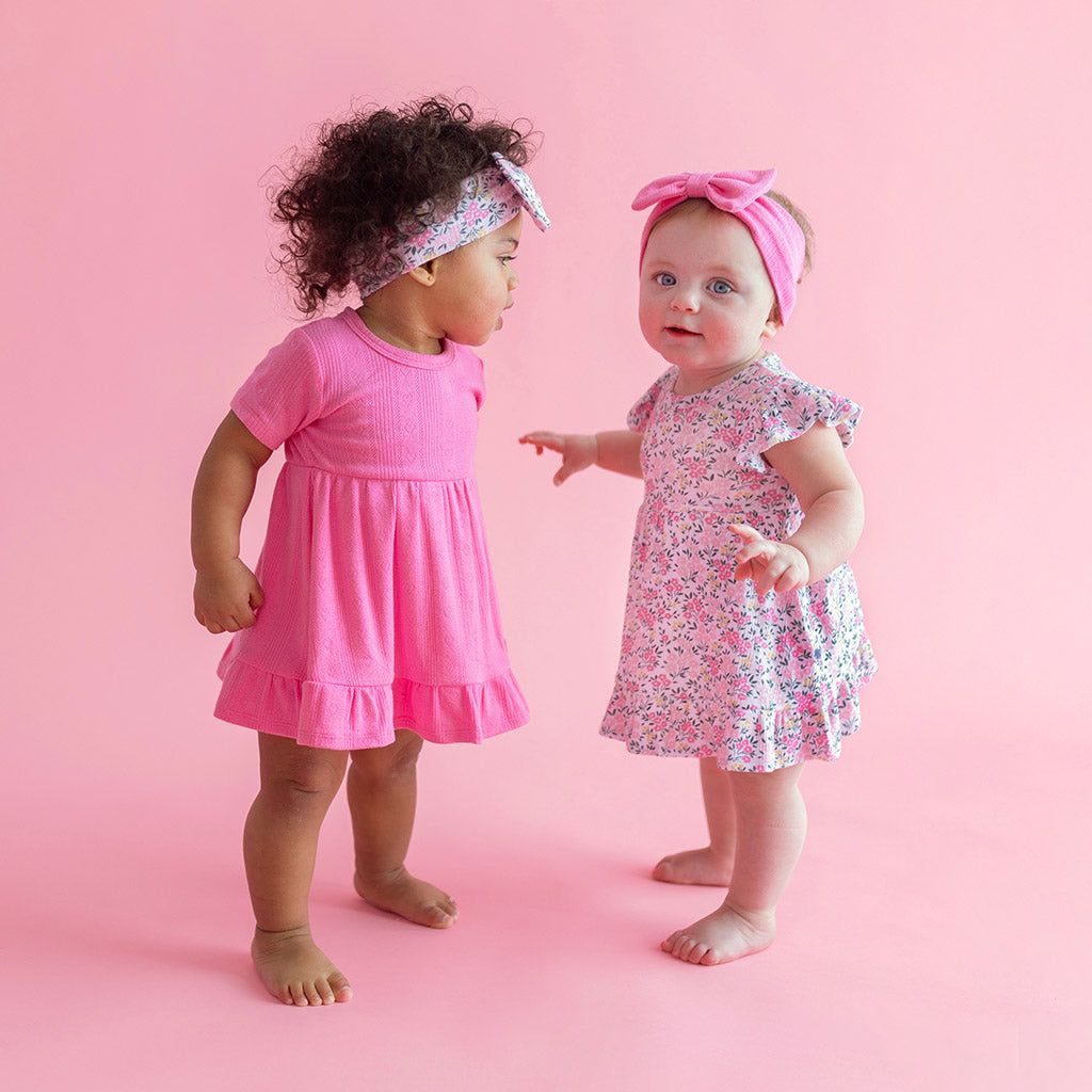 Cruisin' Pink Pointelle Ruffled Bodysuit Dress