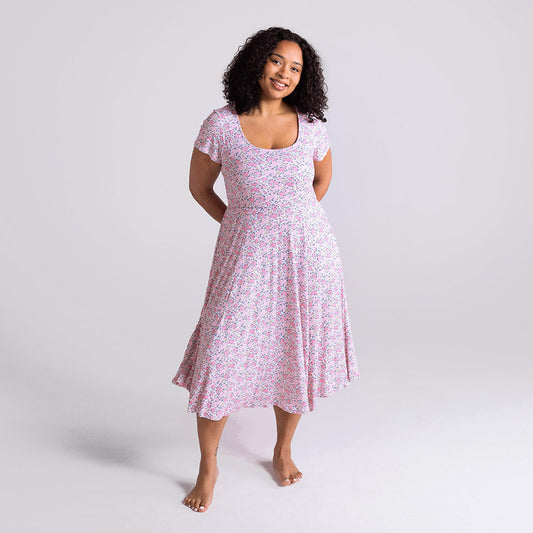 Meadow Haze Pointelle Women's Scoop Midi Dress