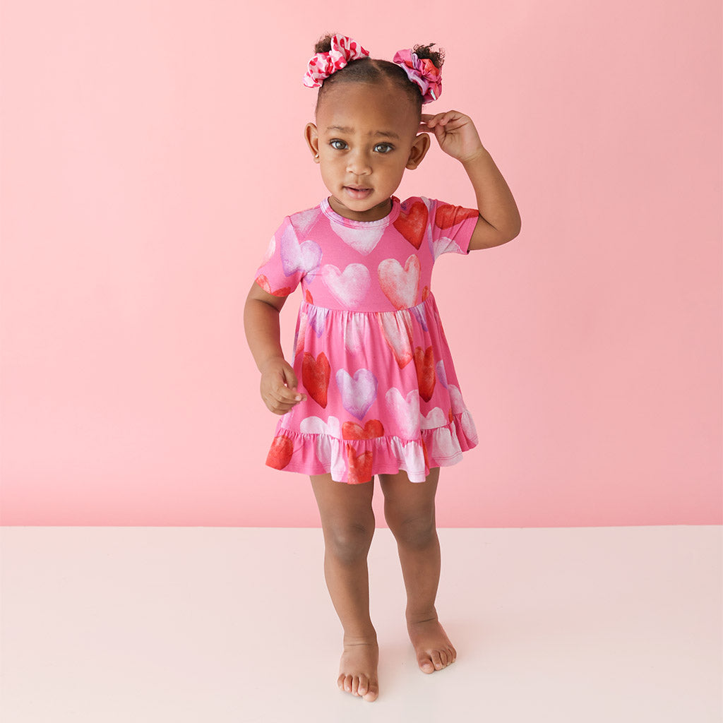 Posh Valentine Ruffled Twirl Bodysuit Dress