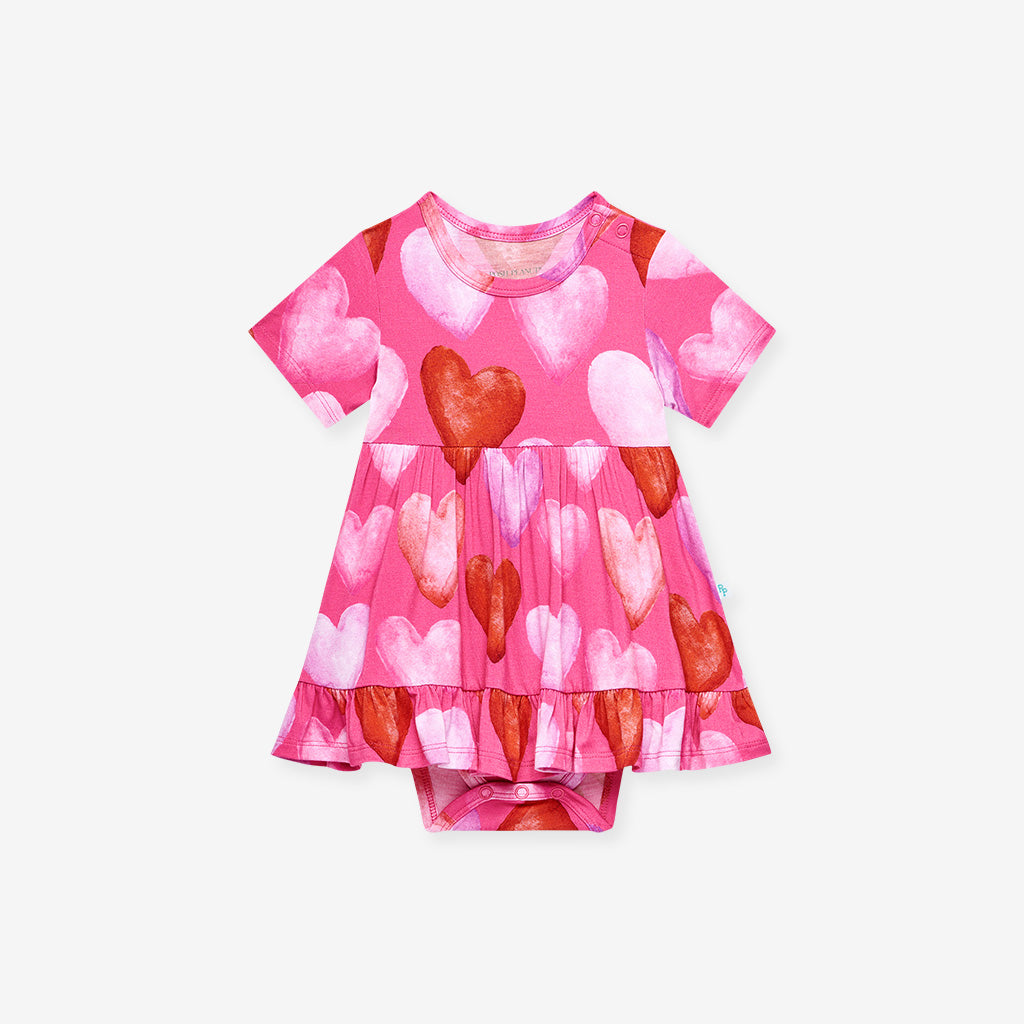 Posh Valentine Ruffled Twirl Bodysuit Dress