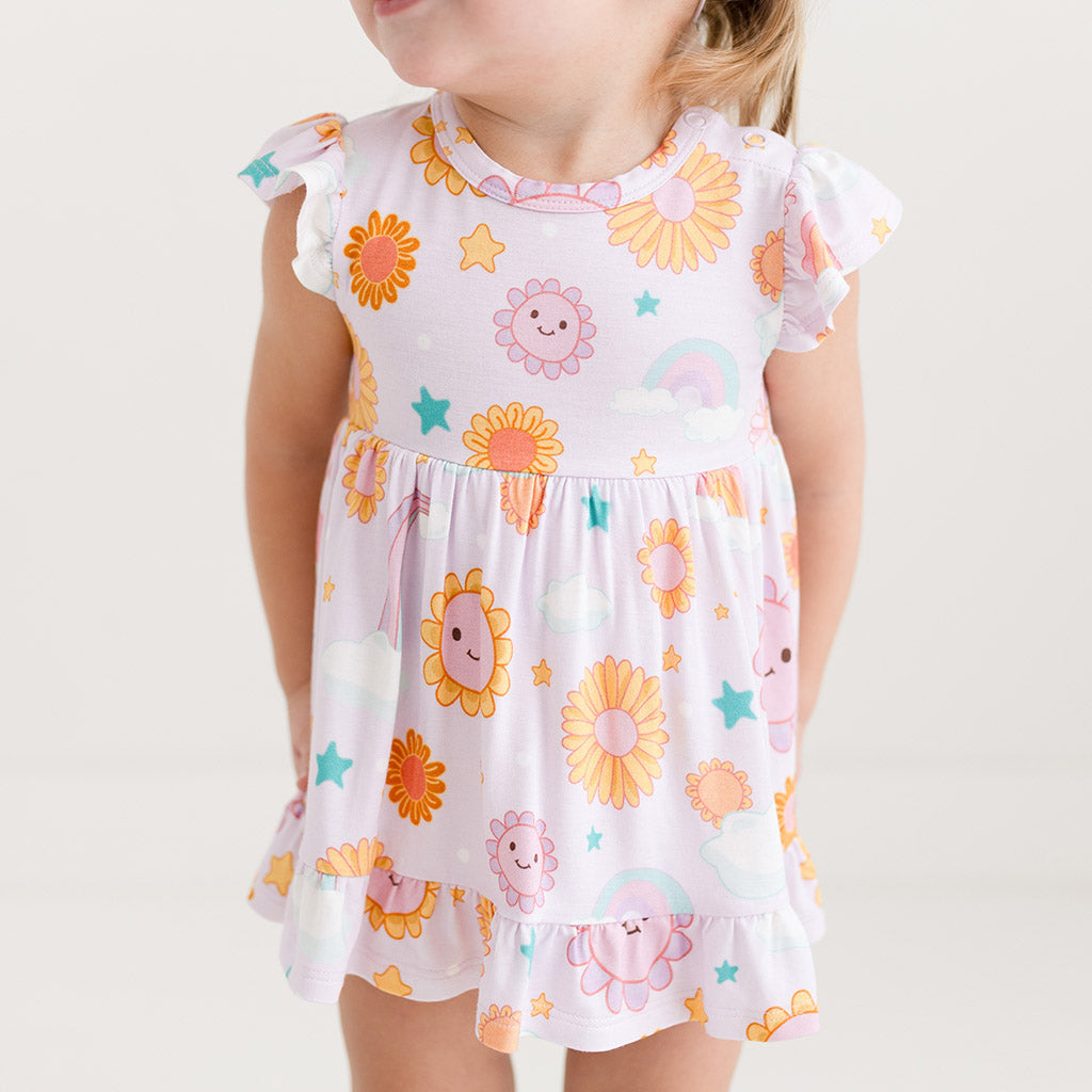 Raya Ruffled Twirl Bodysuit Dress