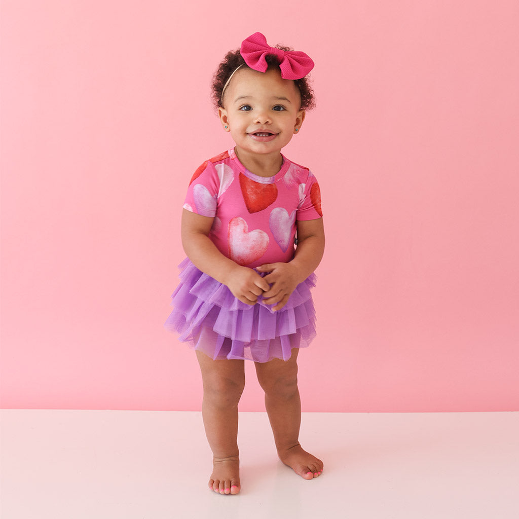 Posh Valentine Short Sleeve Tulle Skirt Bodysuit