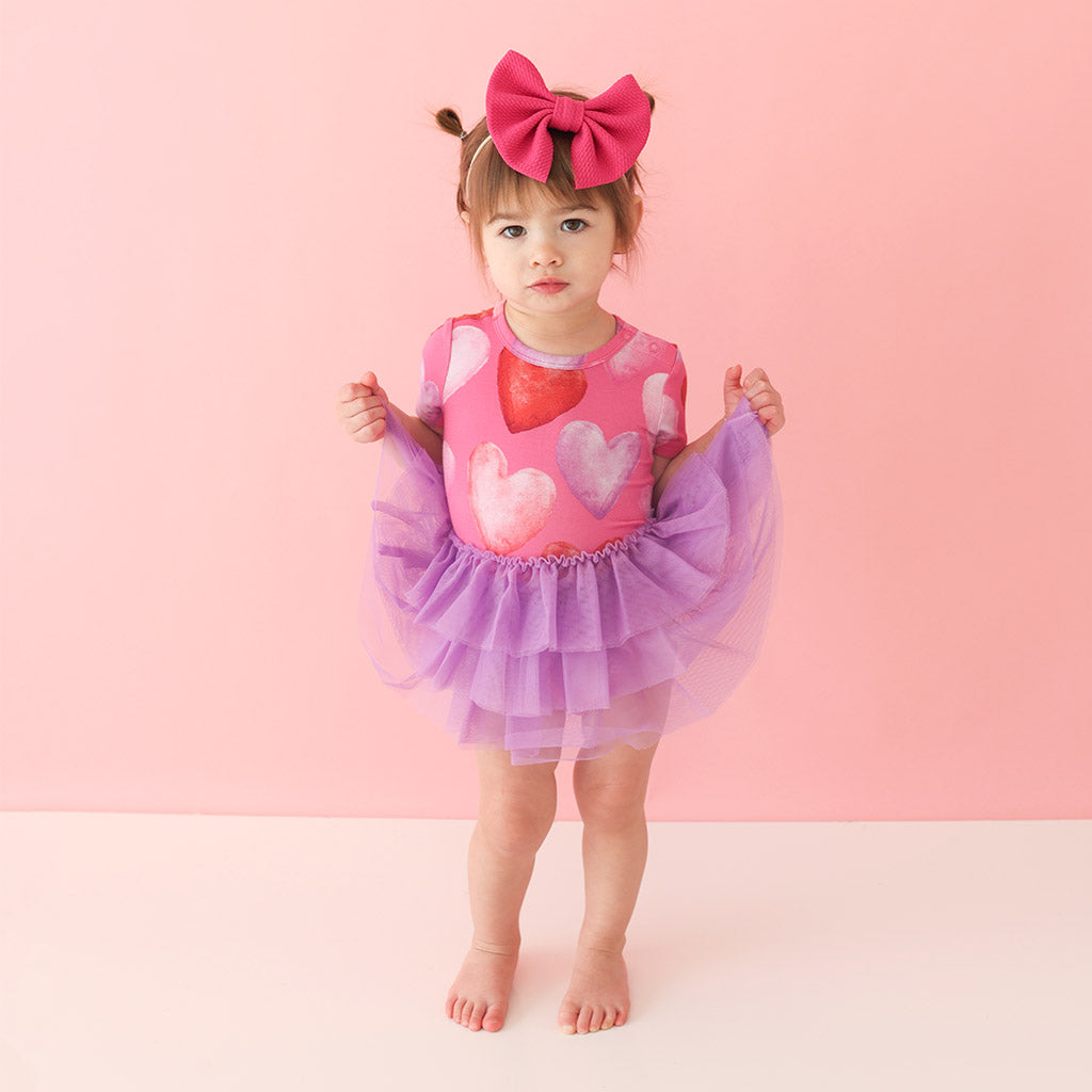 Posh Valentine Short Sleeve Tulle Skirt Bodysuit