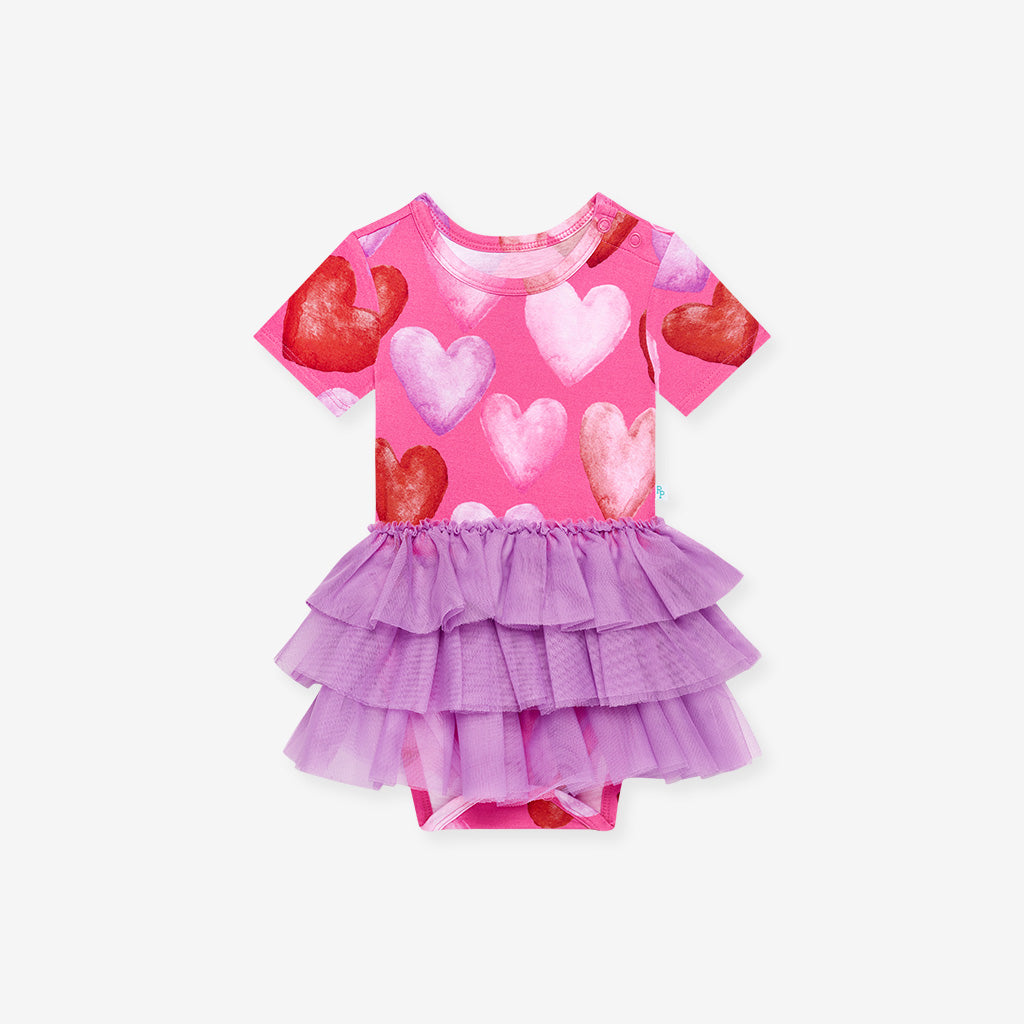 Posh Valentine Short Sleeve Tulle Skirt Bodysuit