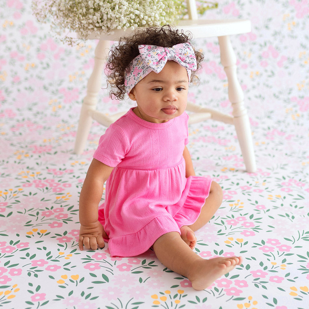 Cruisin' Pink Pointelle Ruffled Bodysuit Dress