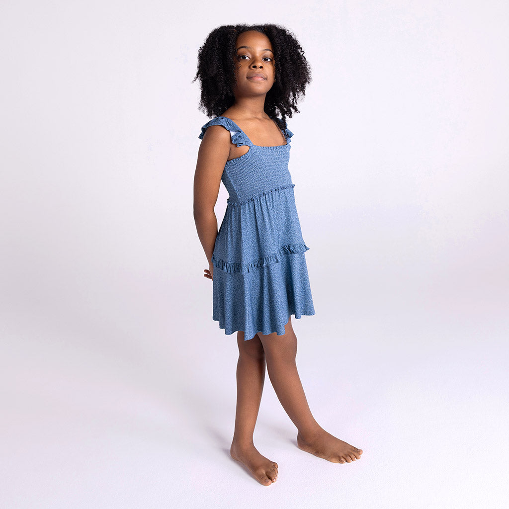 Indigo Denim Smocked Babydoll Dress