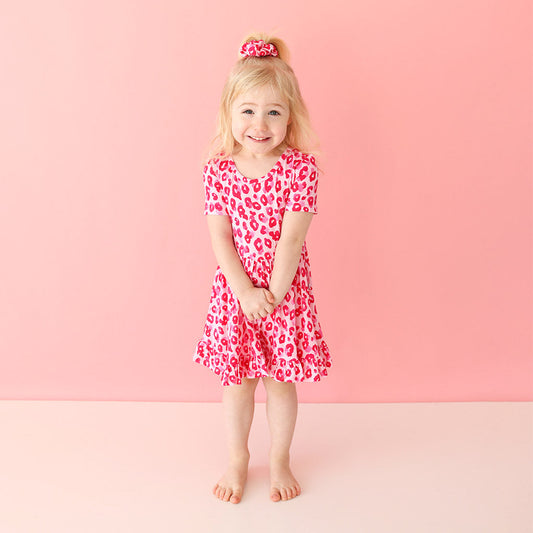 Ashley Short Sleeve Ruffled Twirl Dress