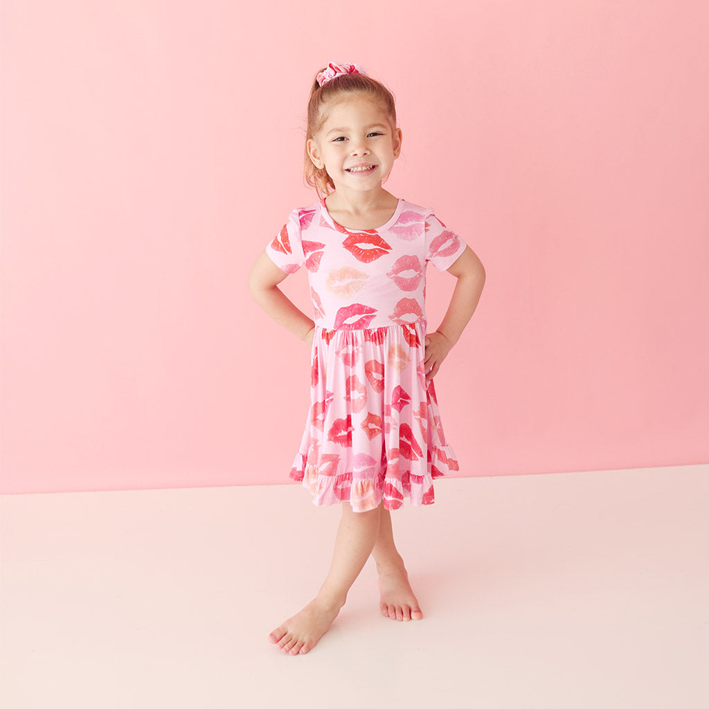 Isabela Short Sleeve Ruffled Twirl Dress